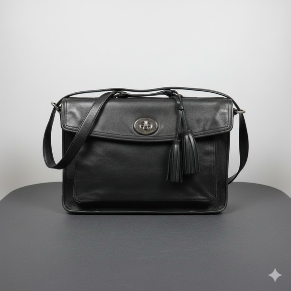 Rare Coach Archive 23703 Black Buttery Leather Slim Briefcase - Picture 5 of 11